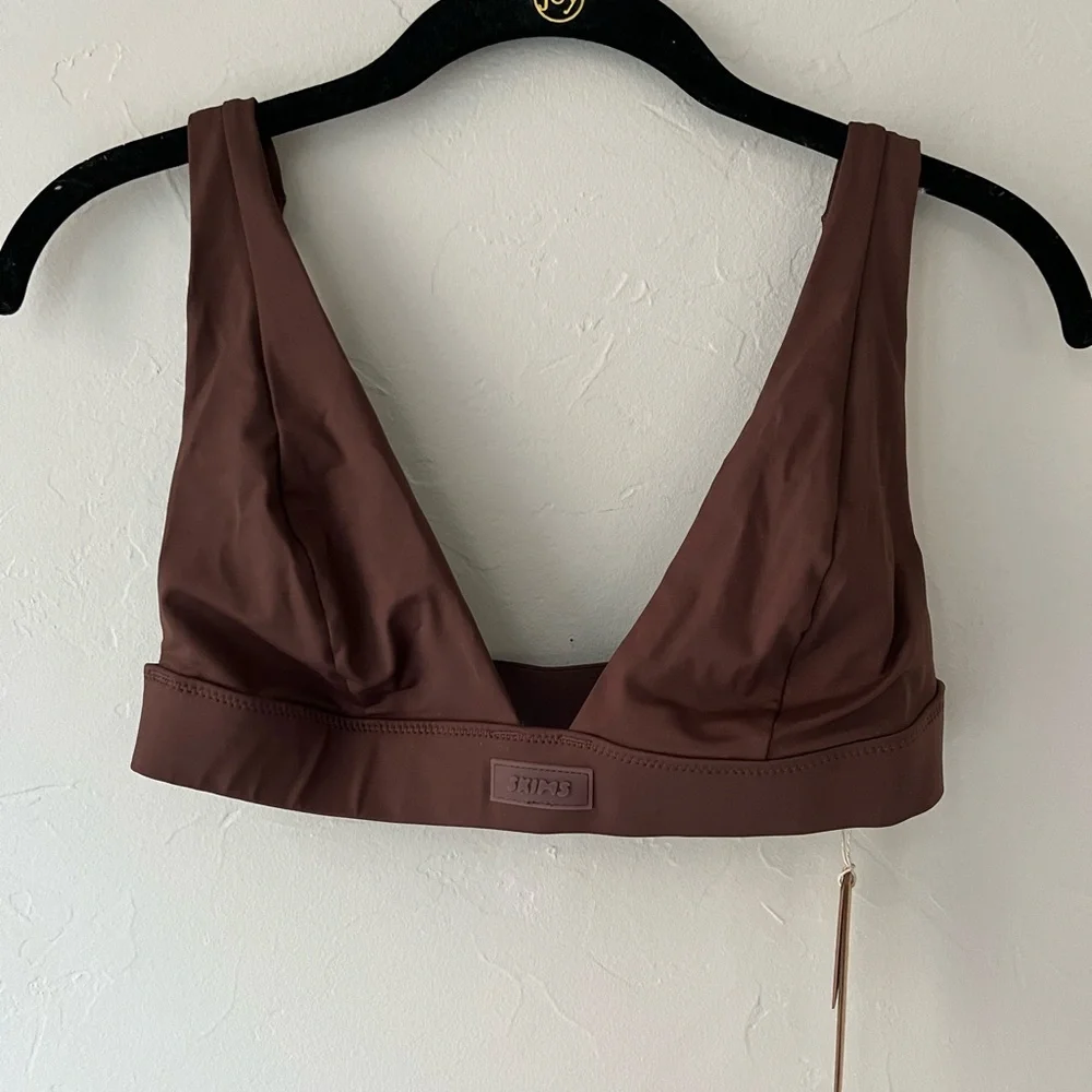 🤎SKIMS SWIM PLUNGE BIKINI TOP COCOA S M 4X